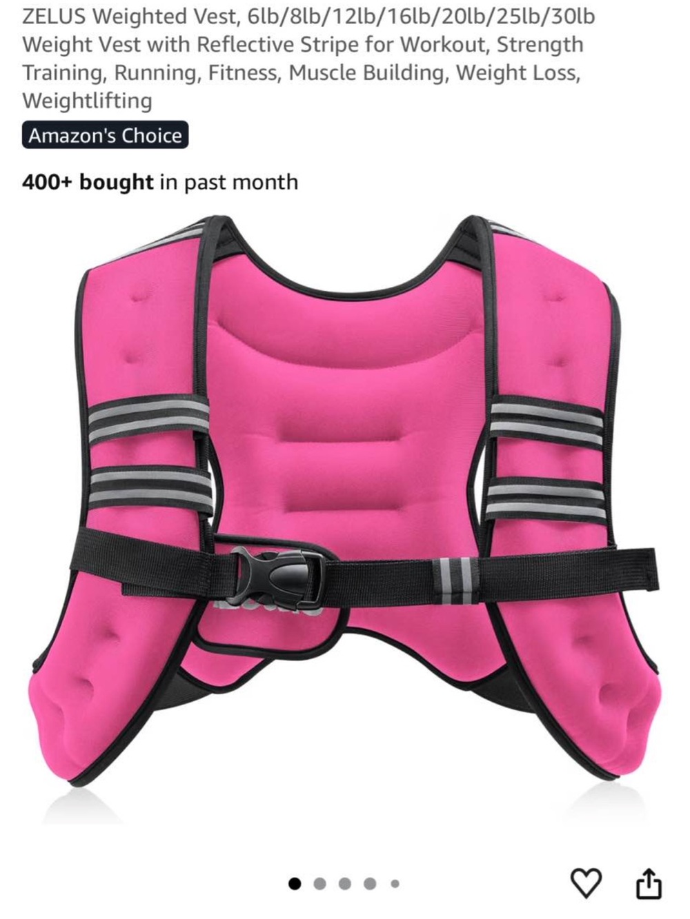 Pink Women's Weighted Vest with Reflective Stripes